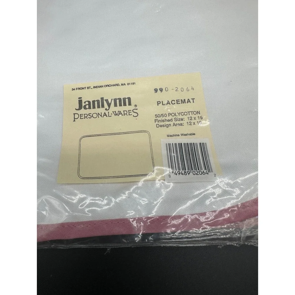 Janlynn Personal Wares White Pink Border Placemats Set of 2 990-2064 DIY Craft